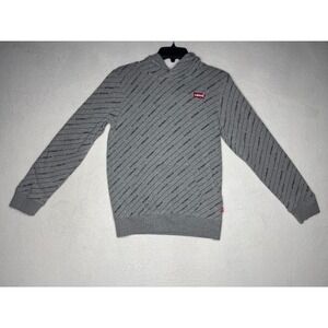 Levis Youth Logo Print Hoodie L 12-13y Grey Red Batwing Sweatshirt Boys Pullover